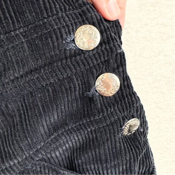 Aniela Parys Black Corduroy Cropped Straight Leg Overalls Size S Minimalist - Picture 6 of 14